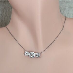 Cushion Cut 2.50 ct Genuine White Sapphire Station Necklace Sterling Silver 18"